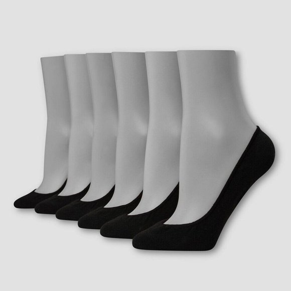 Hanes Accessories - Hanes Women's Invisible Comfort 6pk Ballerina Liner Socks Black Size 5-9